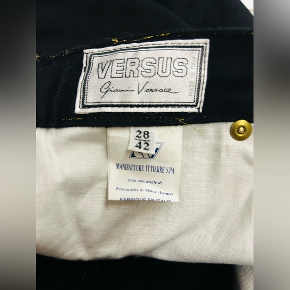 New Versus Versace Black Stretch Jeans Gold Piping size 28/42 Small made Italy - Picture 7 of 16